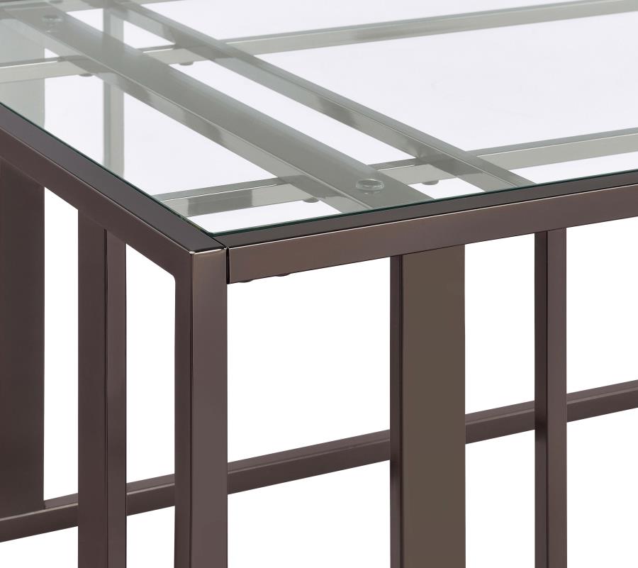 Adri Rectangular Glass Top Side End Table Black Nickel view 10