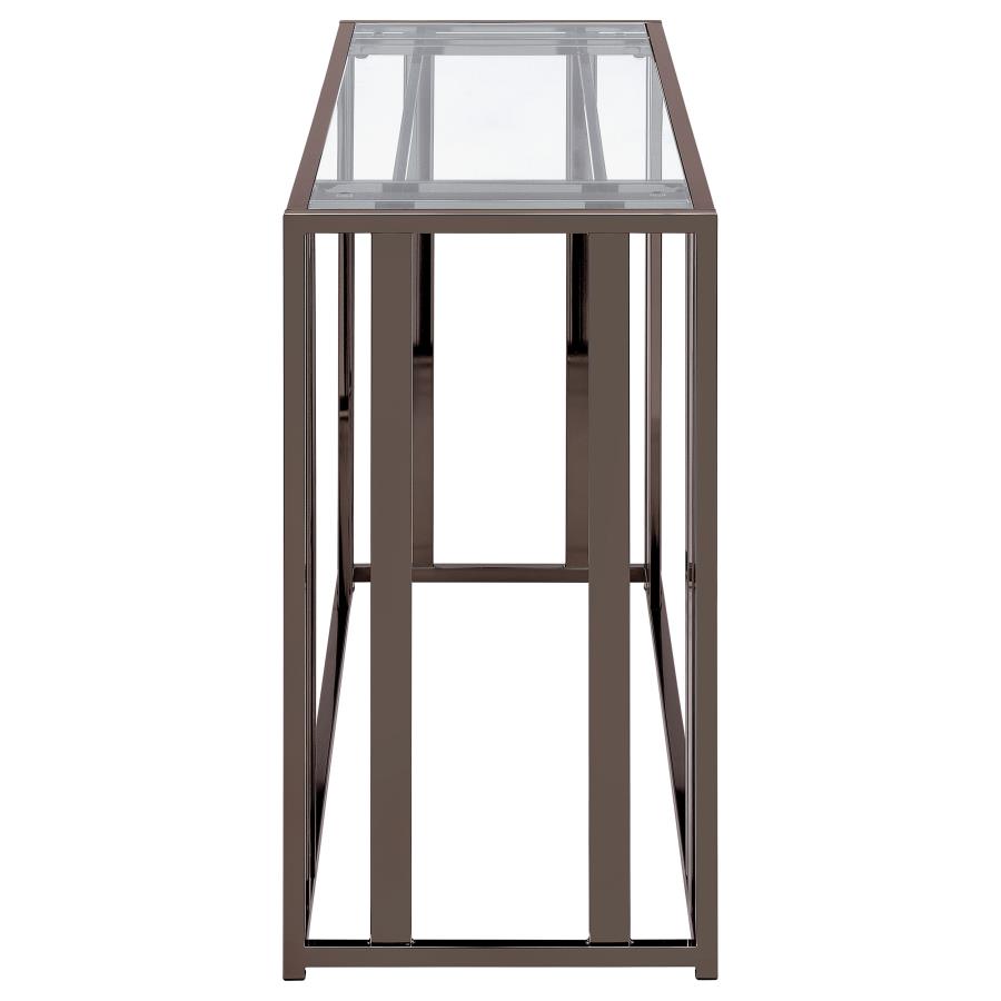 Adri Glass Top Entryway Console Table Black Nickel view 9