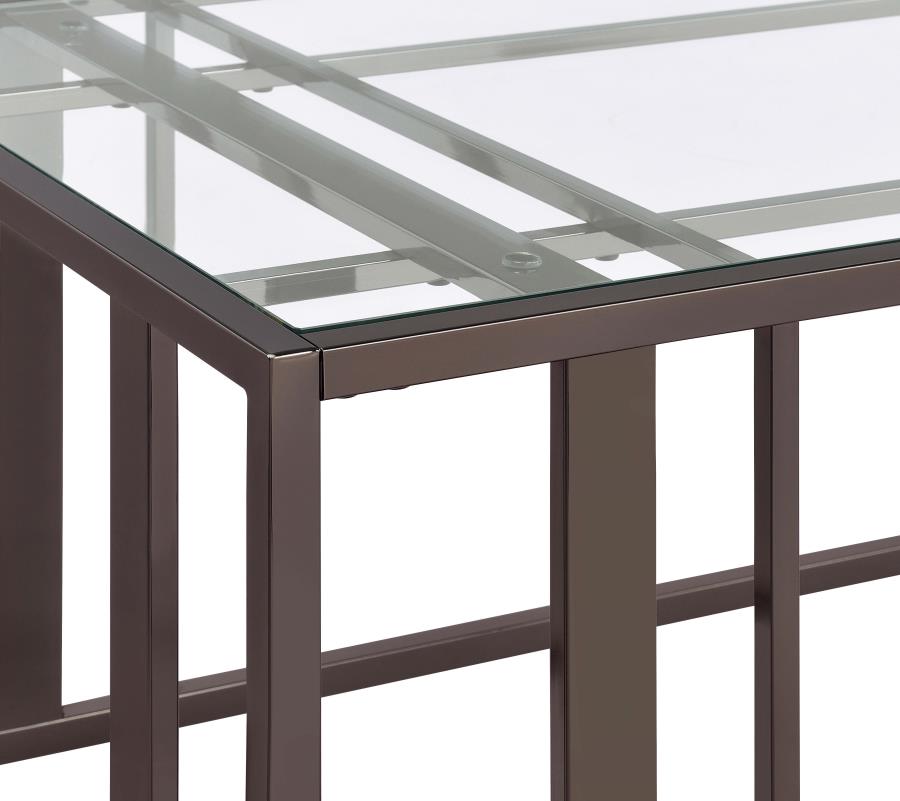 Adri Glass Top Entryway Console Table Black Nickel view 10