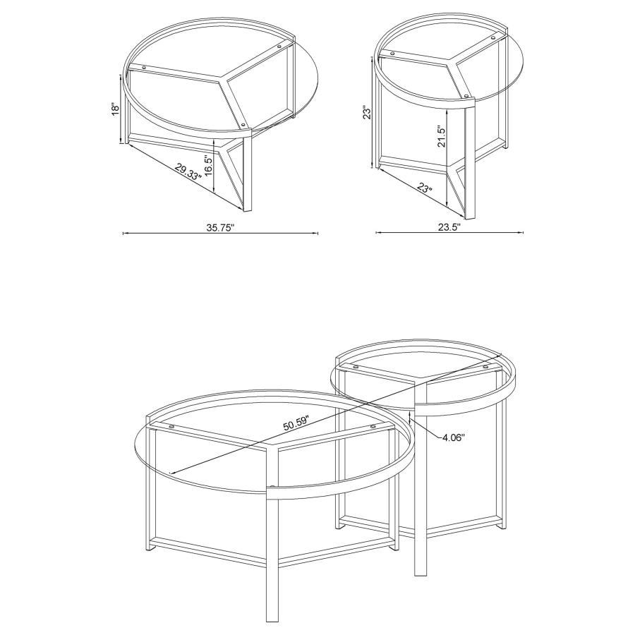 Delia 2-Piece Round Glass Top Nesting Coffee Table Chrome view 11