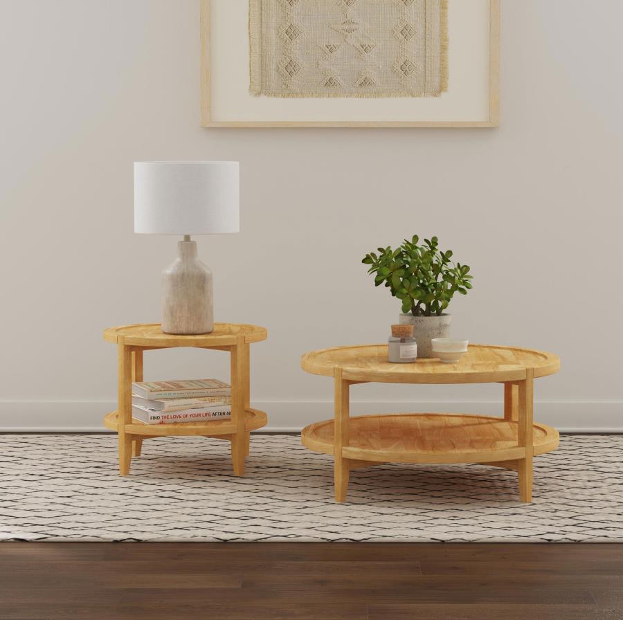 Camillo Round Solid Wood Side End Table Maple Brown view 9