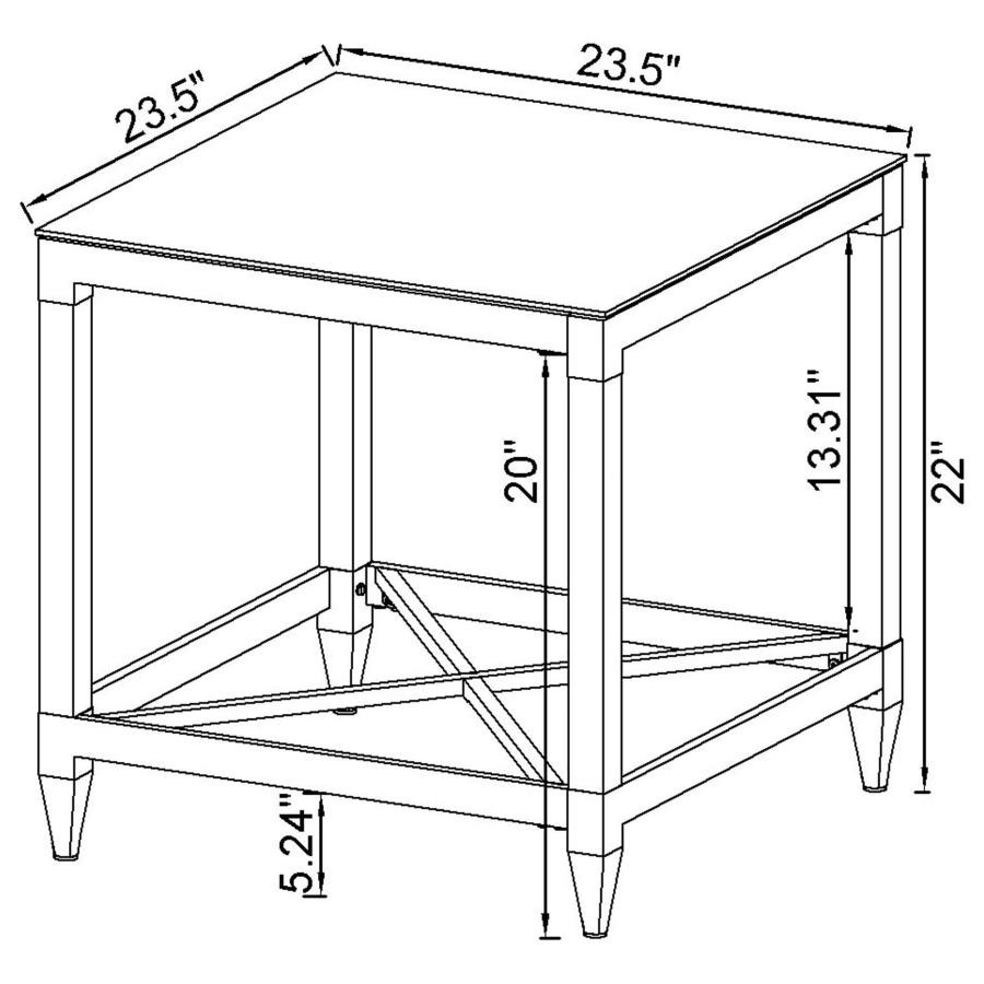 Lindley 2-piece Square Coffee and End Table Set Chrome view 9