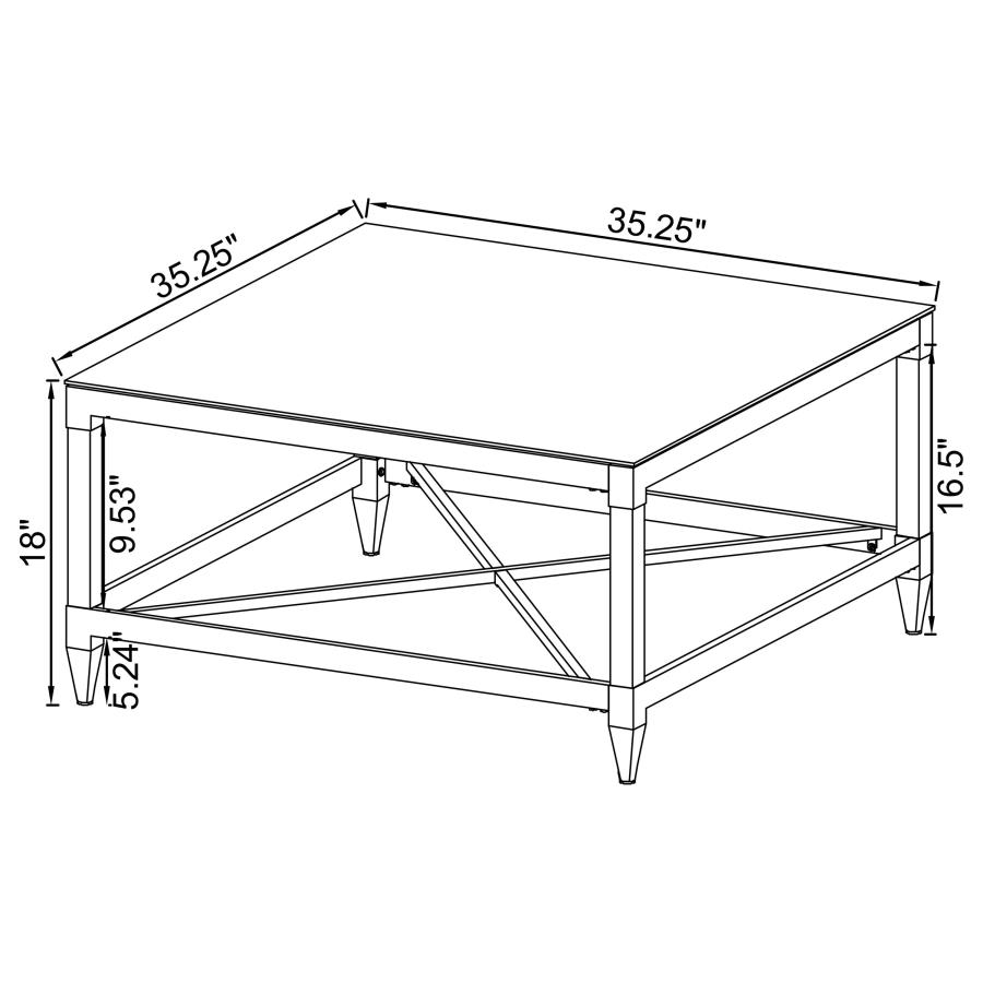 Lindley Square Tempered Mirror Acrylic Coffee Table Chrome view 9