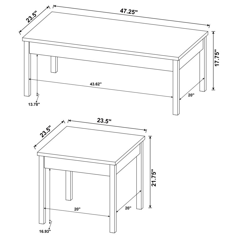 Stacie 3-piece Coffee Table Set Distressed Pine and White view 10