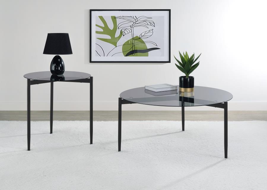 Rosalie Round Smoked Glass Top End Table Grey view 8