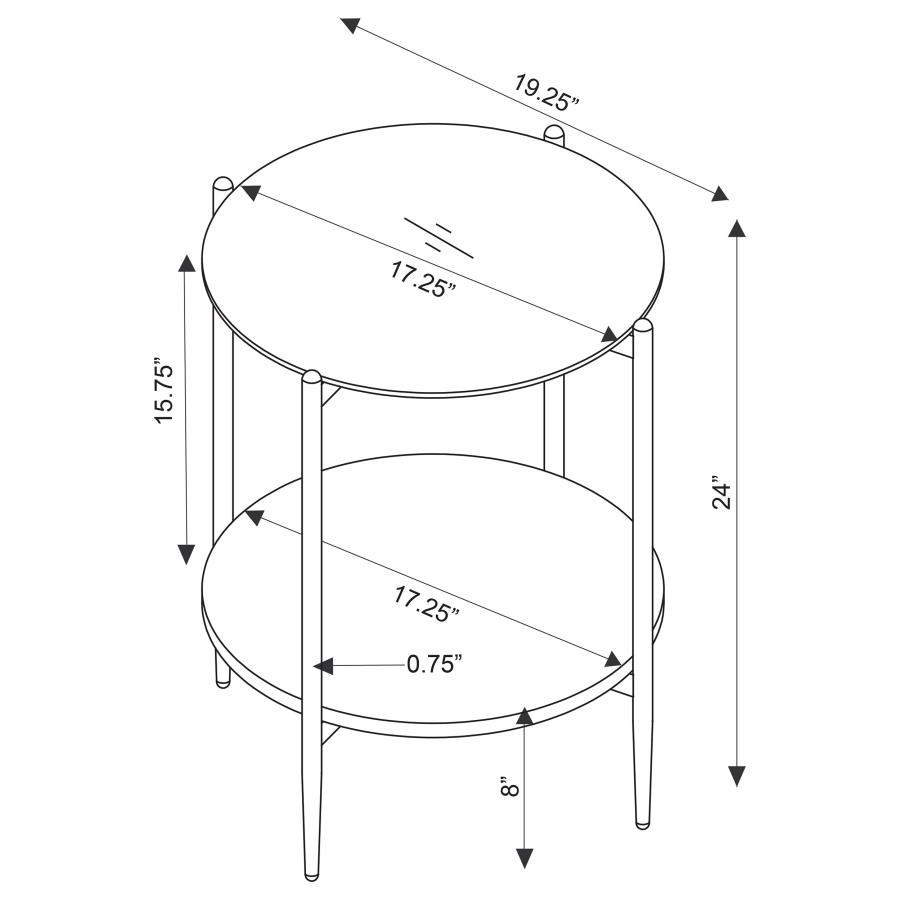 Jonelle Round Glass Top End Table White Marble Shelf Gold view 8