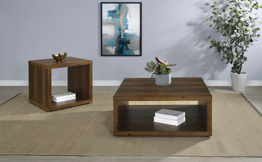 Frisco Square Engineered Wood Side End Table Dark Pine view 9