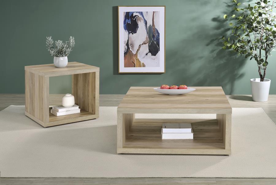 Frisco Square Engineered Wood Side End Table Distressed Pine view 9