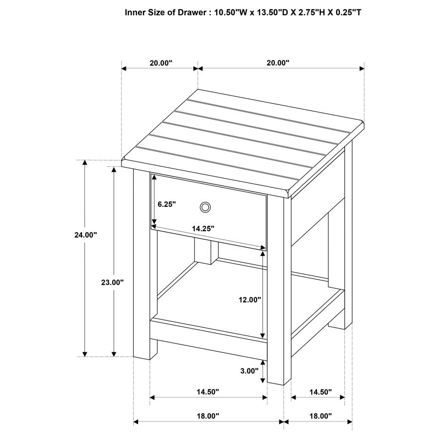 Payne 1-drawer Wood End Table with Shelf Distressed White view 8