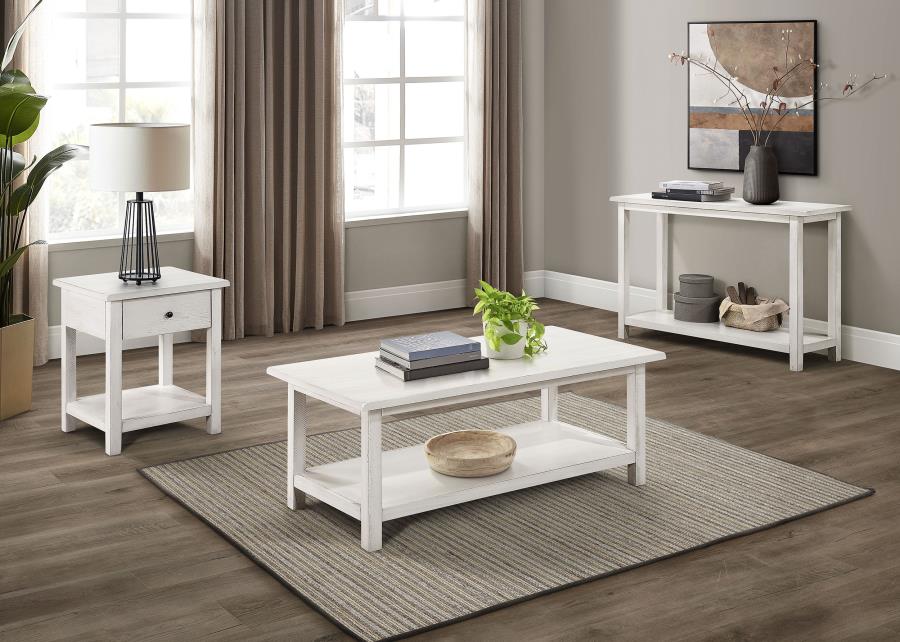 Payne 1-drawer Wood End Table with Shelf Distressed White view 9