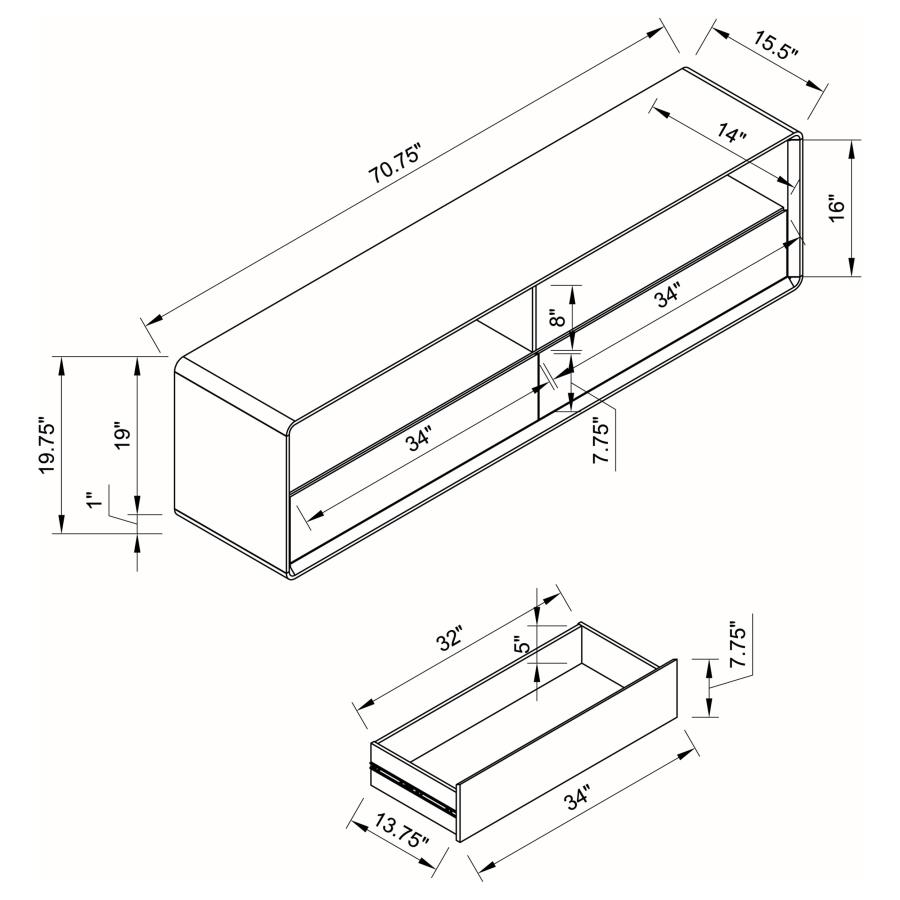 Ellice 71-inch TV Stand Media Console White view 9