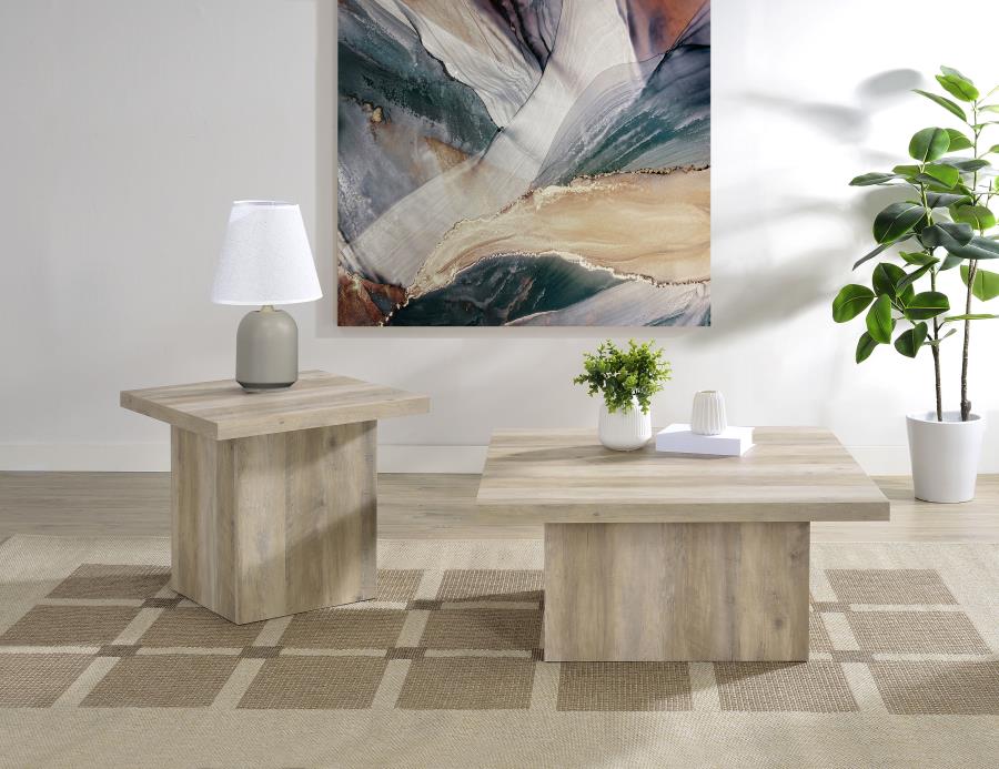 Devar Square Engineered Wood End Table Distressed Pine view 9