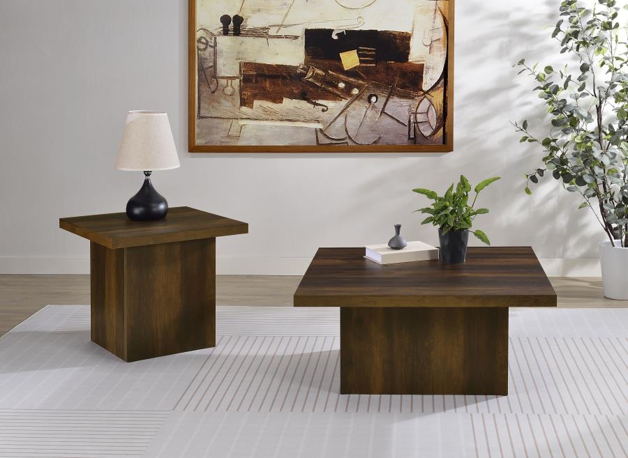 Devar Square Engineered Wood Cocktail Coffee Table Dark Pine view 9