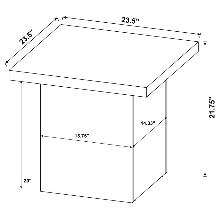 Devar Square Engineered Wood Side End Table White High Gloss view 8