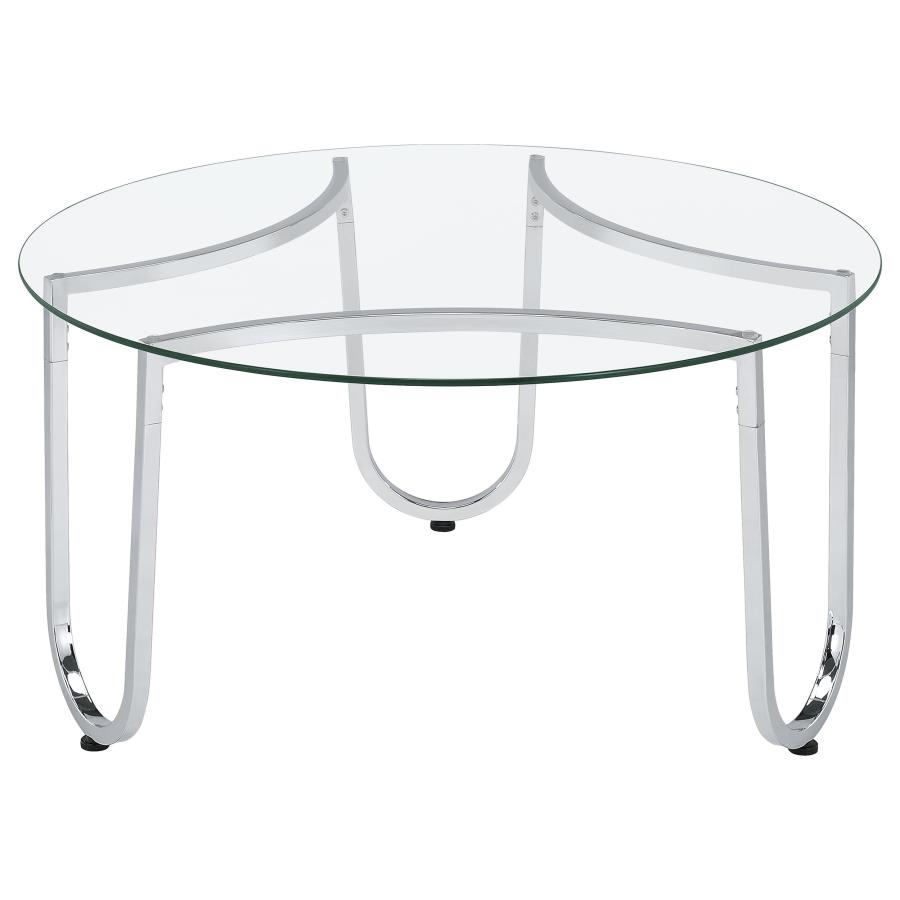 Beller 2-piece Round Tempered Glass Top Coffee Table Set Chrome view 8