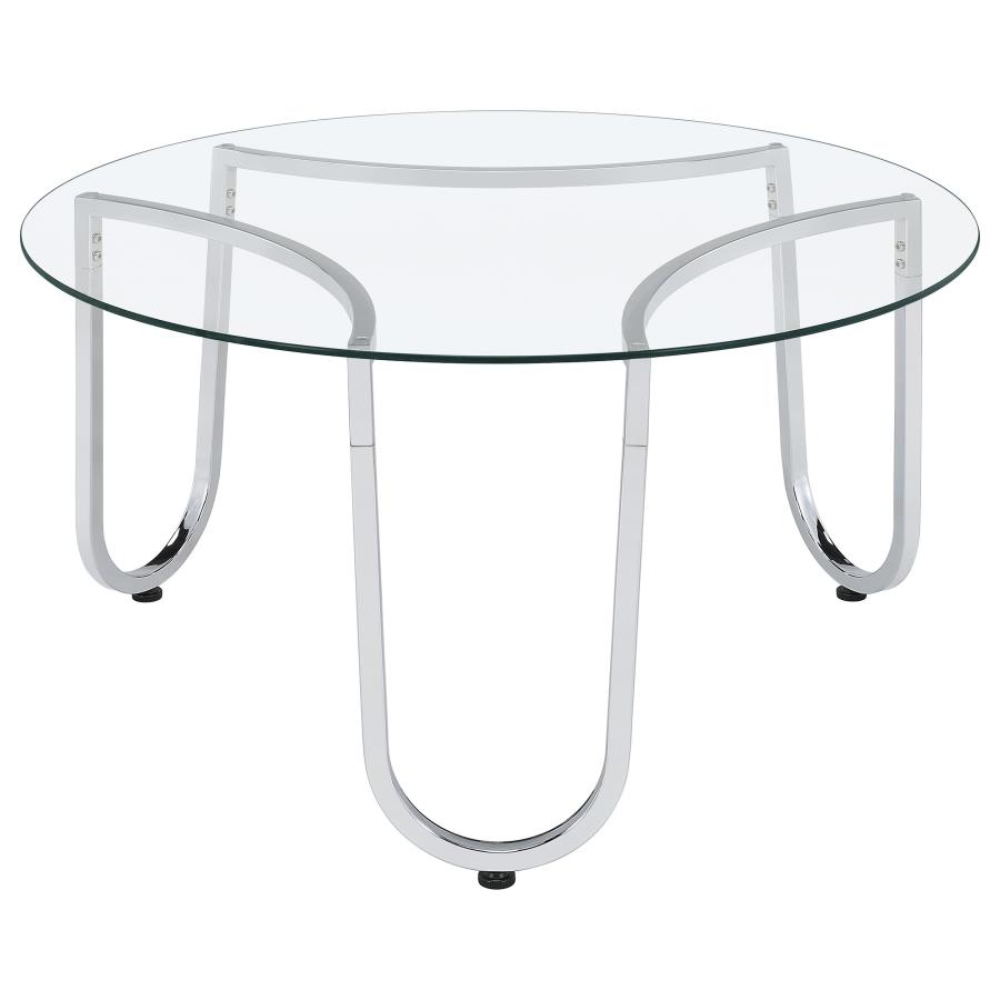 Beller 2-piece Round Tempered Glass Top Coffee Table Set Chrome view 10