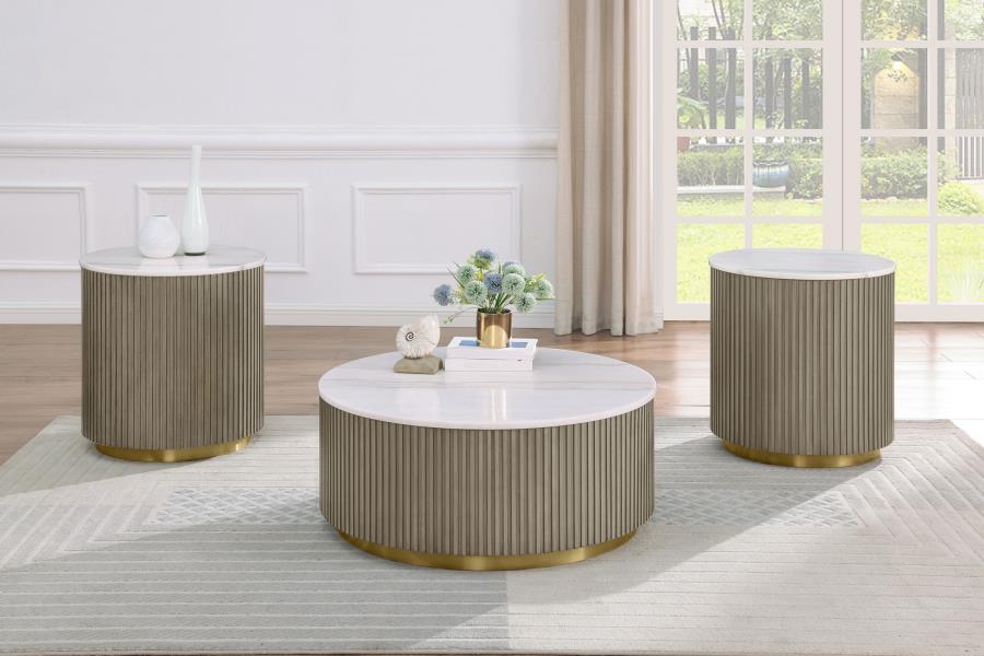 Jason Round White Marble Top Coffee Table Greige view 8