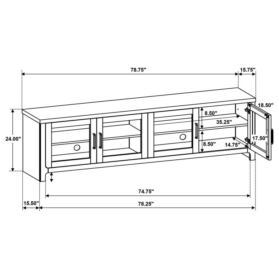 Brenham 79-inch 4-door TV Stand Media Console Washed Oak view 12