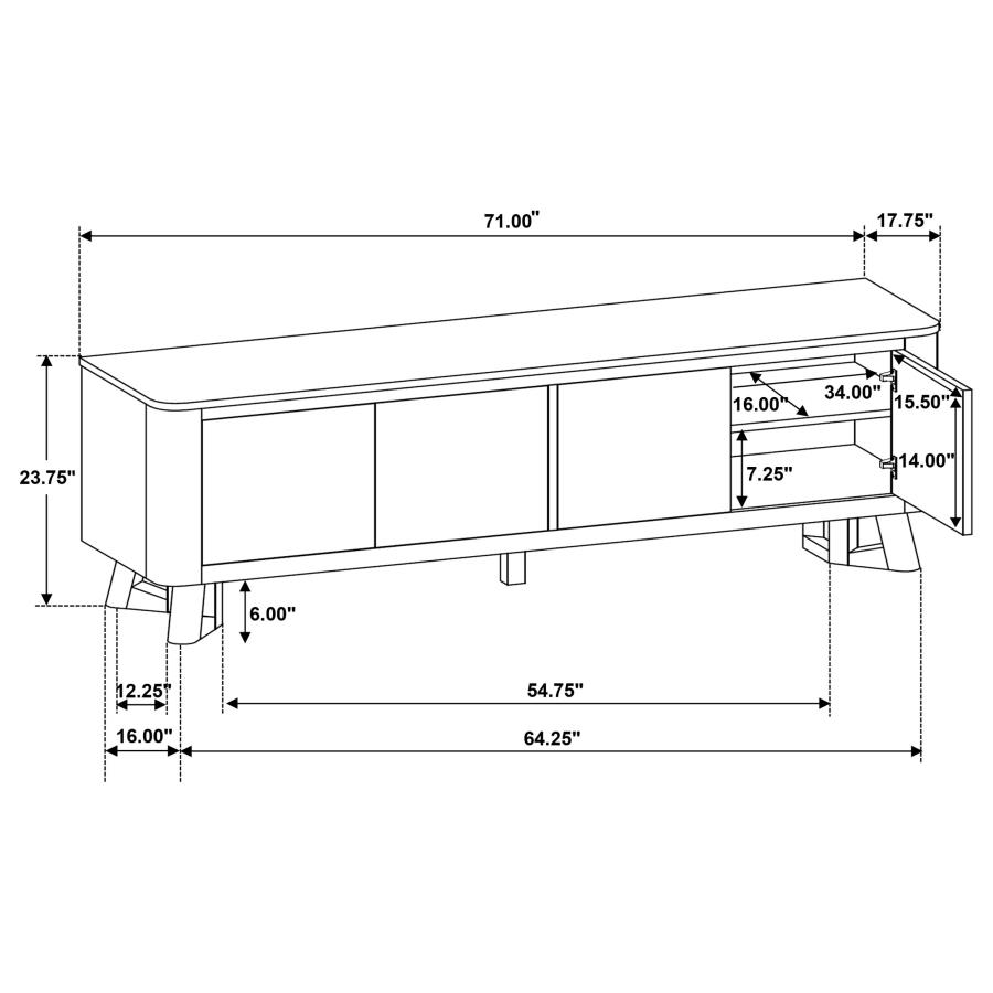 Trotter 71-inch 4-Door Wood TV Stand Media Console Brown view 14