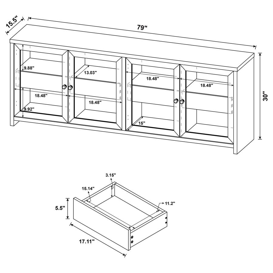 Denison 79-inch 4-door TV Stand Media Console Black view 11