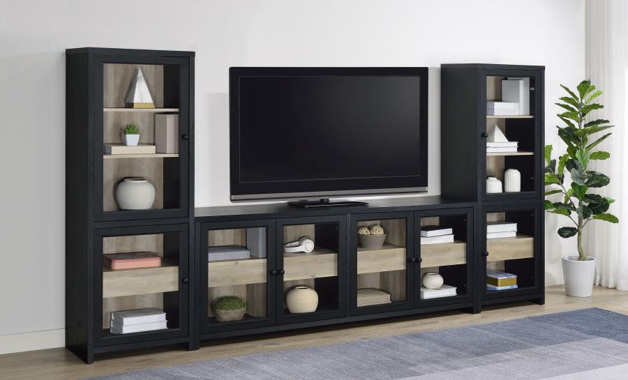 Denison 79-inch 4-door TV Stand Media Console Black view 12
