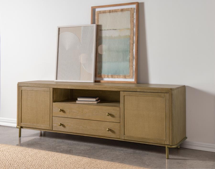 Arini Rattan Cane 2-door TV Stand Media Console Sand Wash view 16