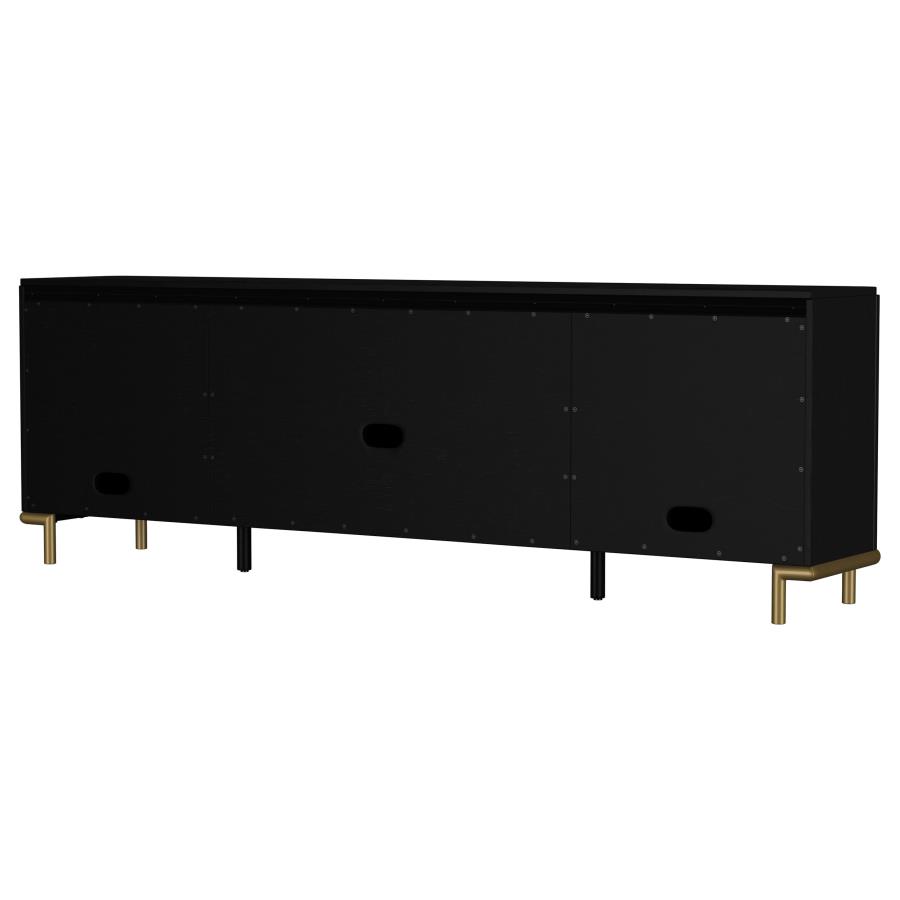 Arini Rattan Cane 2-door TV Stand Media Console Black view 9