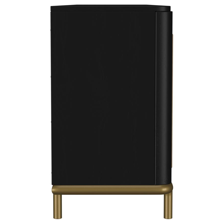 Arini Rattan Cane 2-door TV Stand Media Console Black view 10