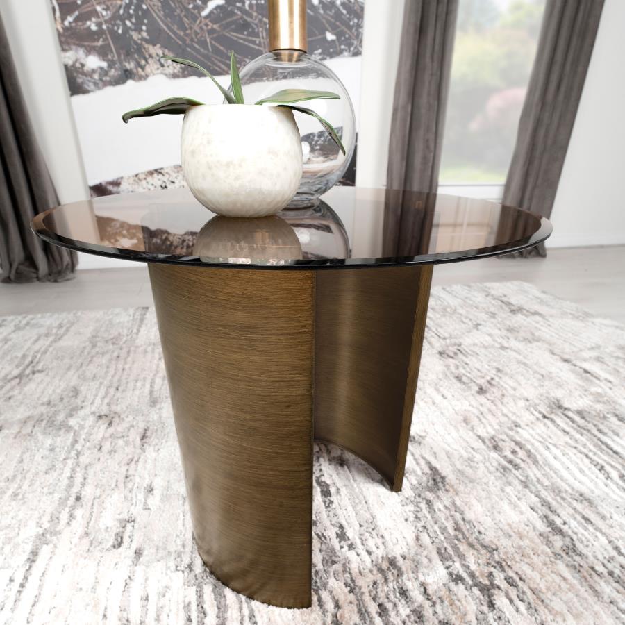 Morena Round Tawny Glass Top Side End Table Brushed Bronze view 10