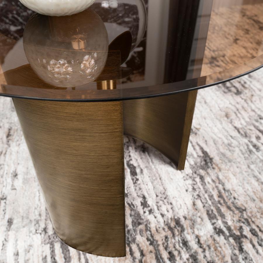 Morena Round Tawny Glass Top Side End Table Brushed Bronze view 11