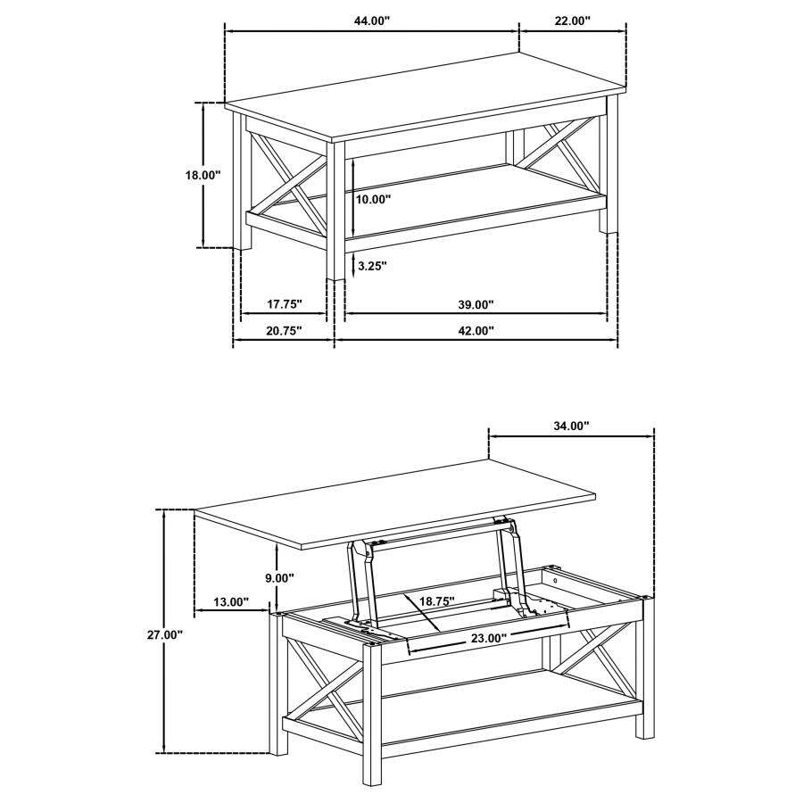 Skyview 3-piece Rectangular Lift Top Coffee Table Set White view 14