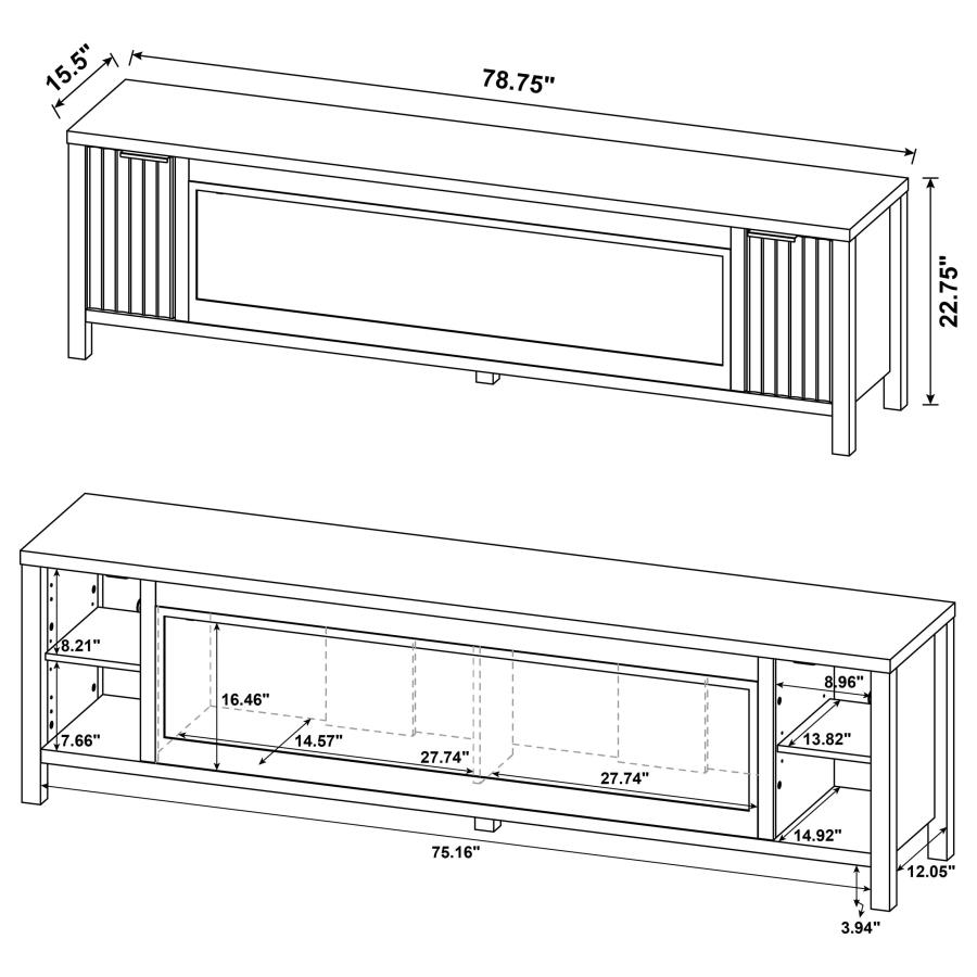 Carey 79-inch TV Stand Fireplace Media Console Dark Pine view 15