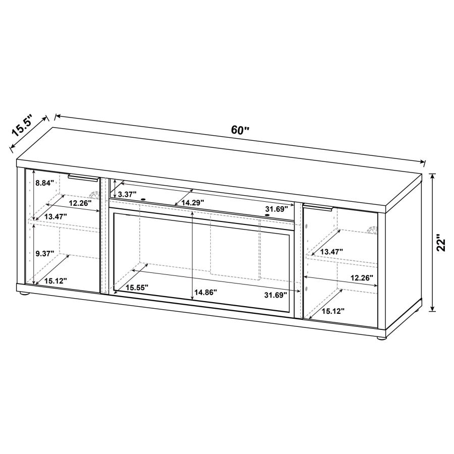 Fuller 60-inch 2-door TV Stand Fireplace Media Console Mango view 15