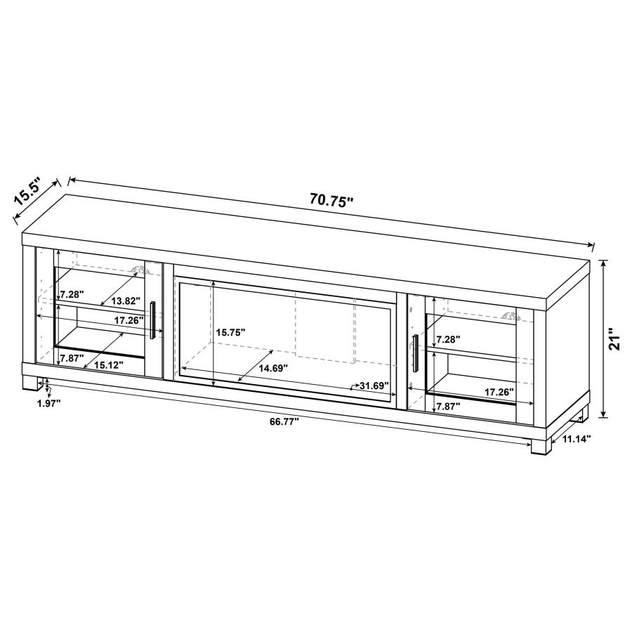 Havering 71-inch TV Stand Fireplace Media Console Dark Pine view 15