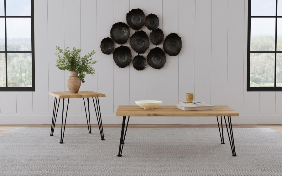 Zander Square Wood Top Coffee Table Natural Brown view 9