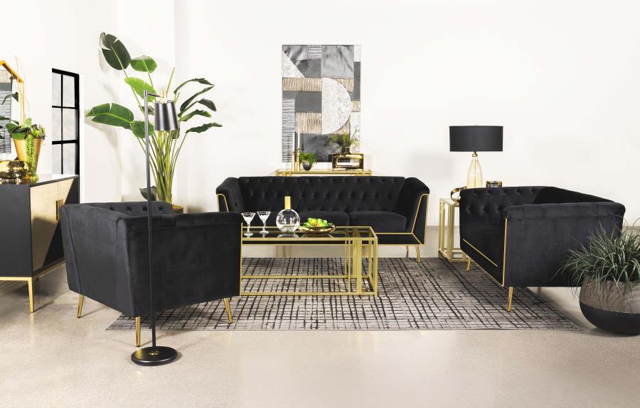 Adri Rectangular Glass Top Coffee Table Matte Brass view 9
