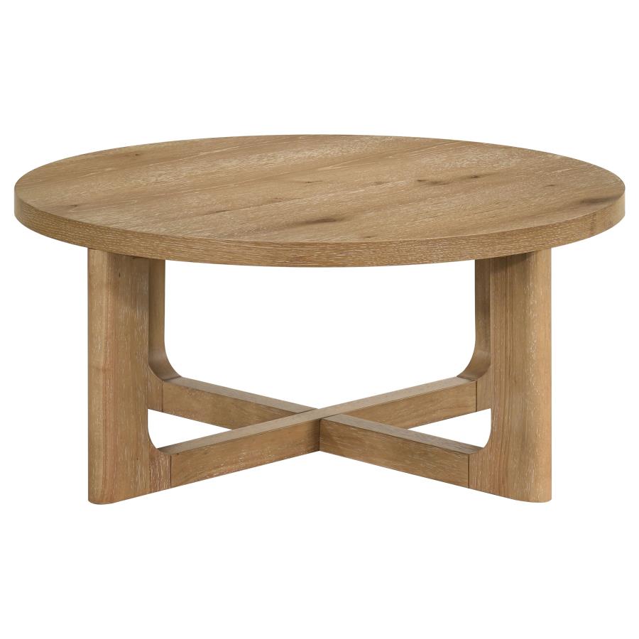 Kessler 2-piece Round Sculptural Wood Coffee Table Set Light Oak view 8