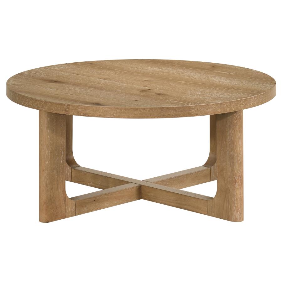 Kessler 2-piece Round Sculptural Wood Coffee Table Set Light Oak view 9