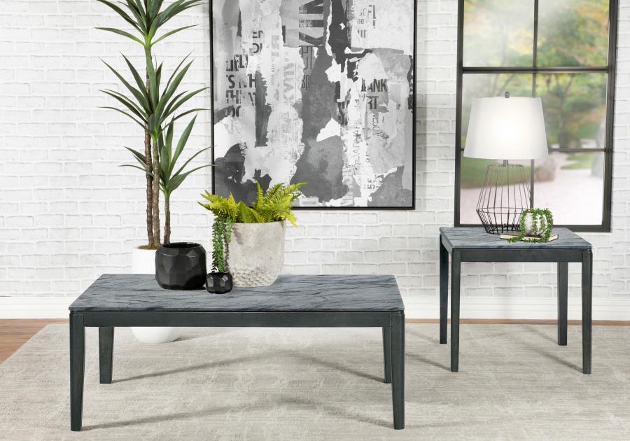 Mozzi Square Faux Marble Side End Table Grey and Black view 8