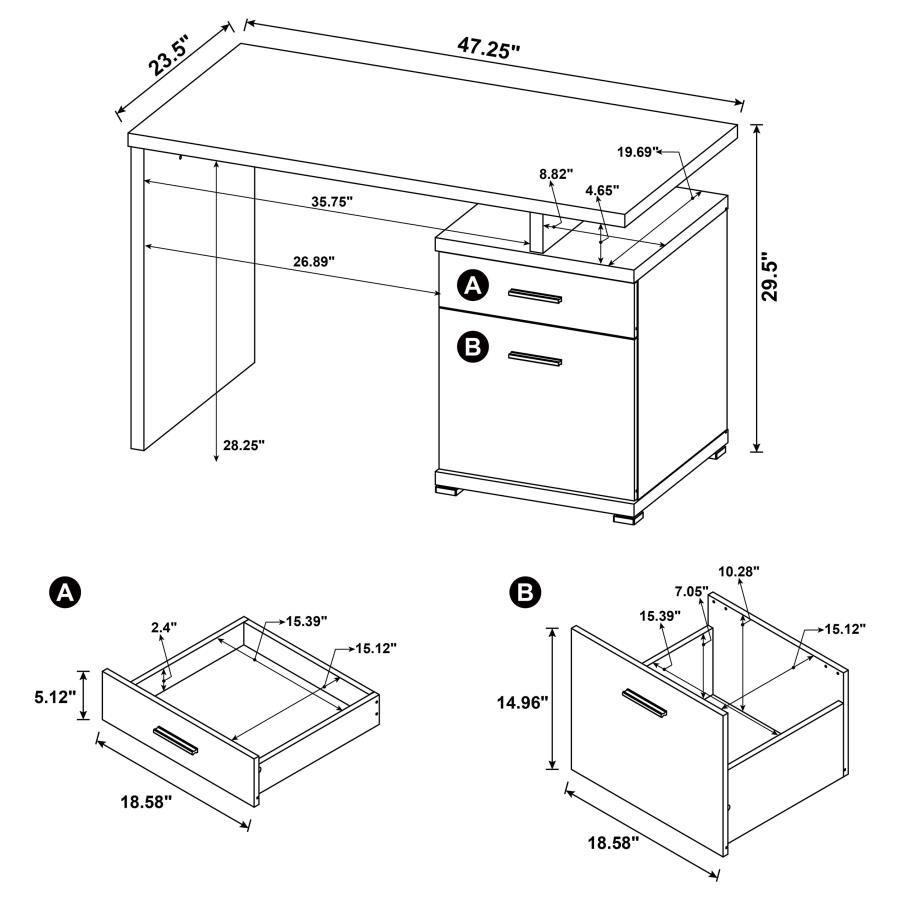 Irving 47-inch 2-drawer Office Computer Desk Cappuccino view 12