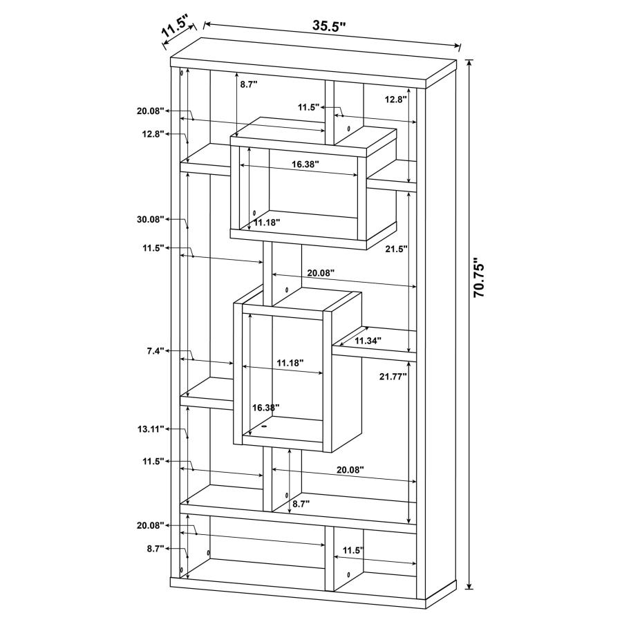 Corey 71-inch 8-shelf Bookshelf White view 10