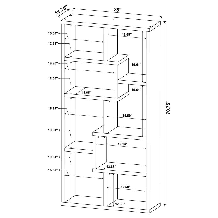 Theo 71-inch 6-shelf Bookshelf Cappuccino view 11