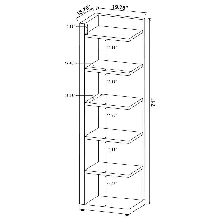 Alder 71-inch 6-shelf Corner Bookcase Cappuccino view 9