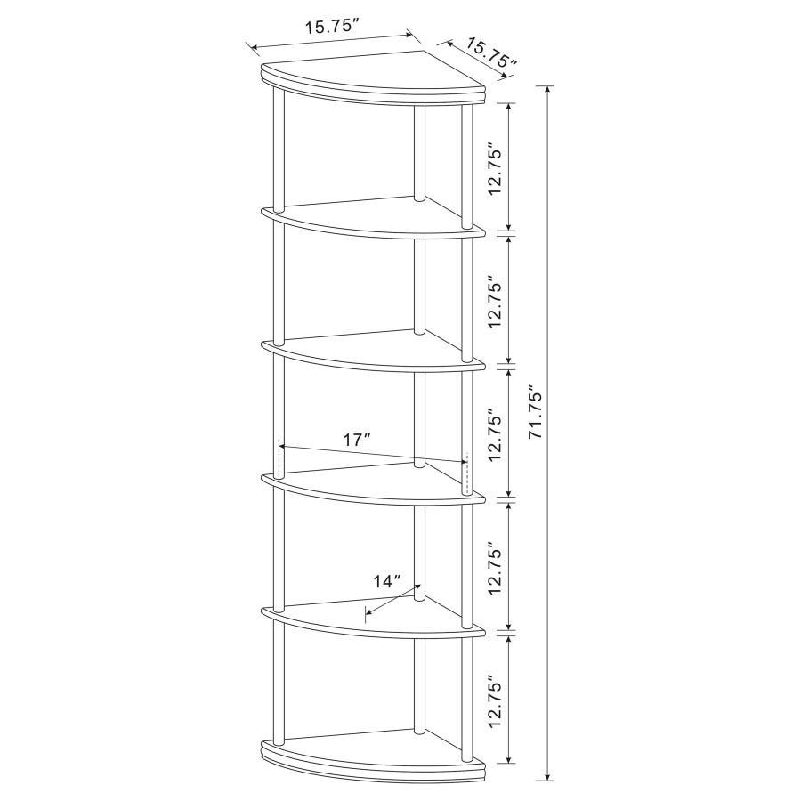 Bonwick 72-inch 5-shelf Corner Bookshelf Cappuccino view 10