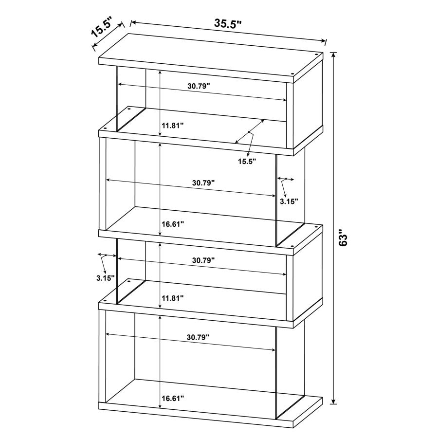 Emelle 63-inch 4-shelf Glass Panel Bookshelf White view 9