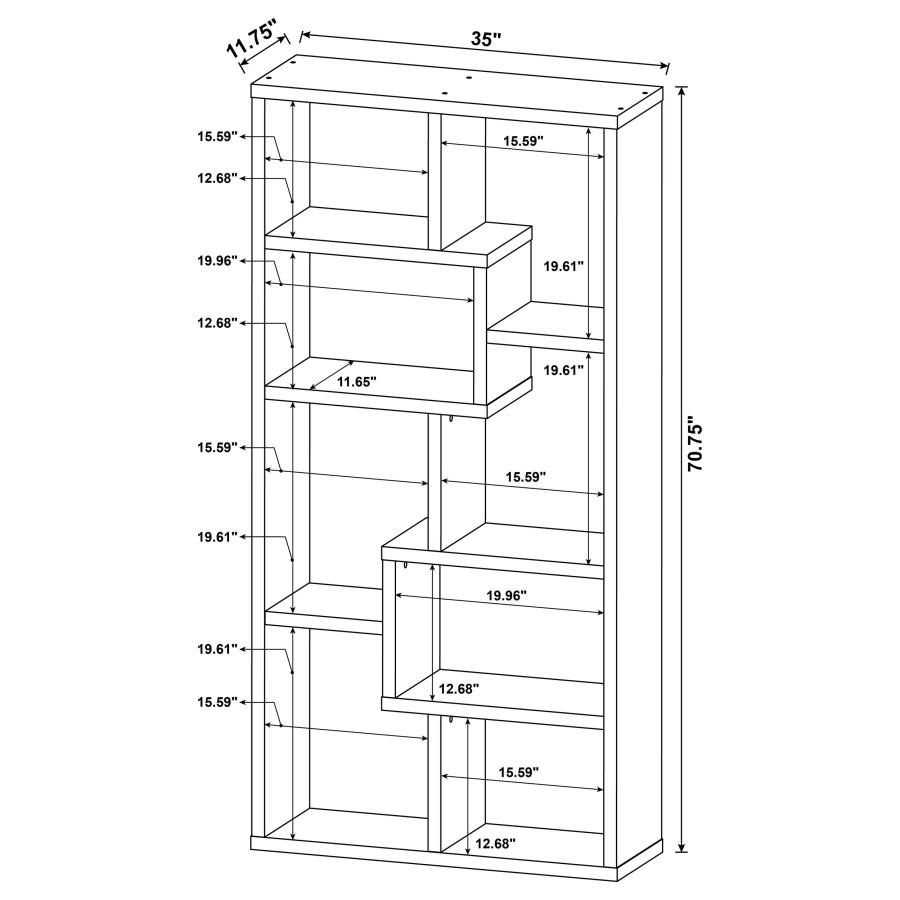 Theo 71-inch 6-shelf Bookshelf Mango view 10