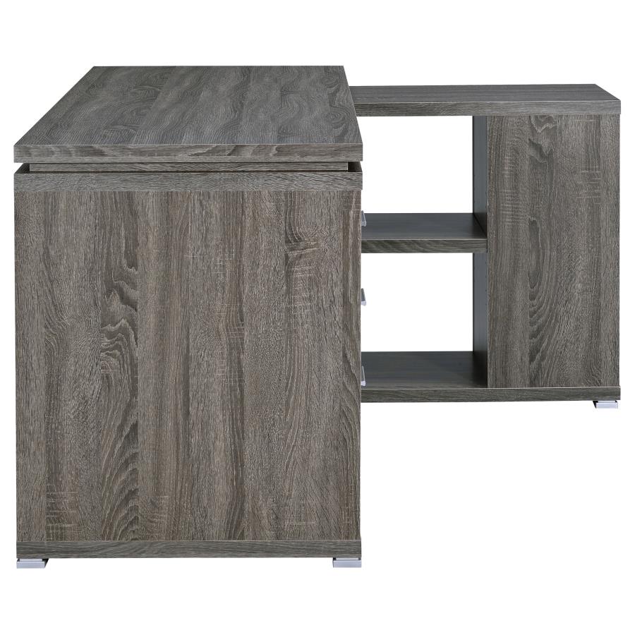 Yvette 60-inch 3-drawer L-Shape Computer Desk Weathered Grey view 9