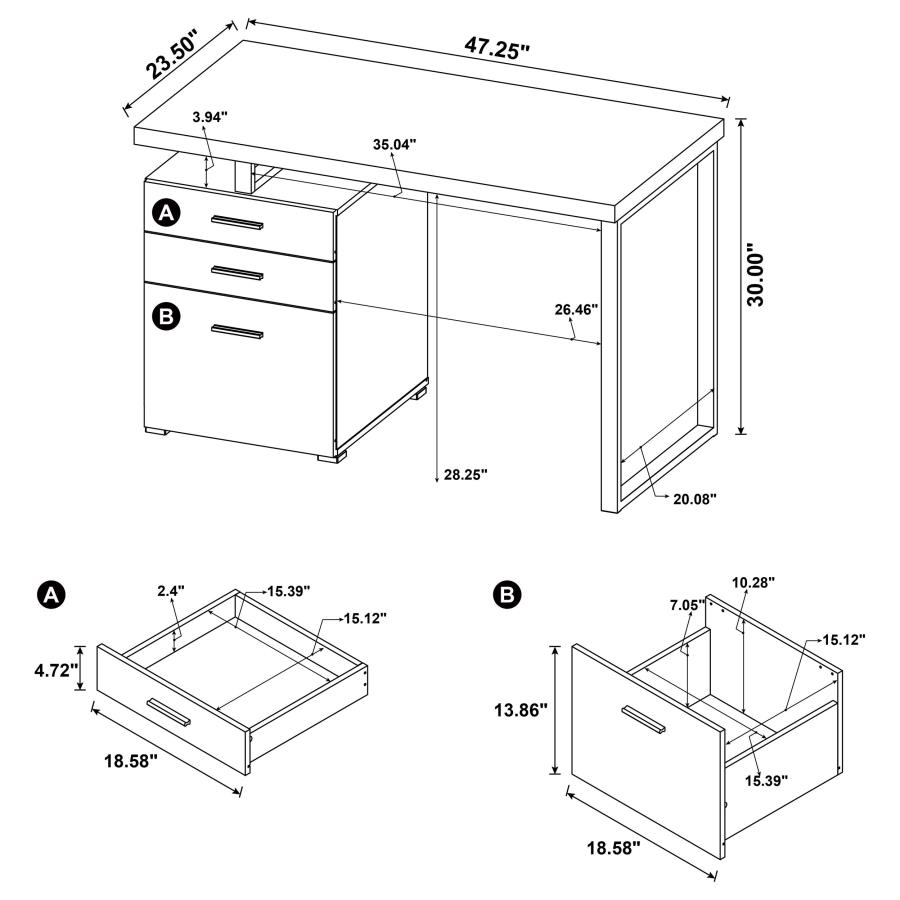 Brennan 47-inch 3-drawer Office Computer Desk Mango view 11