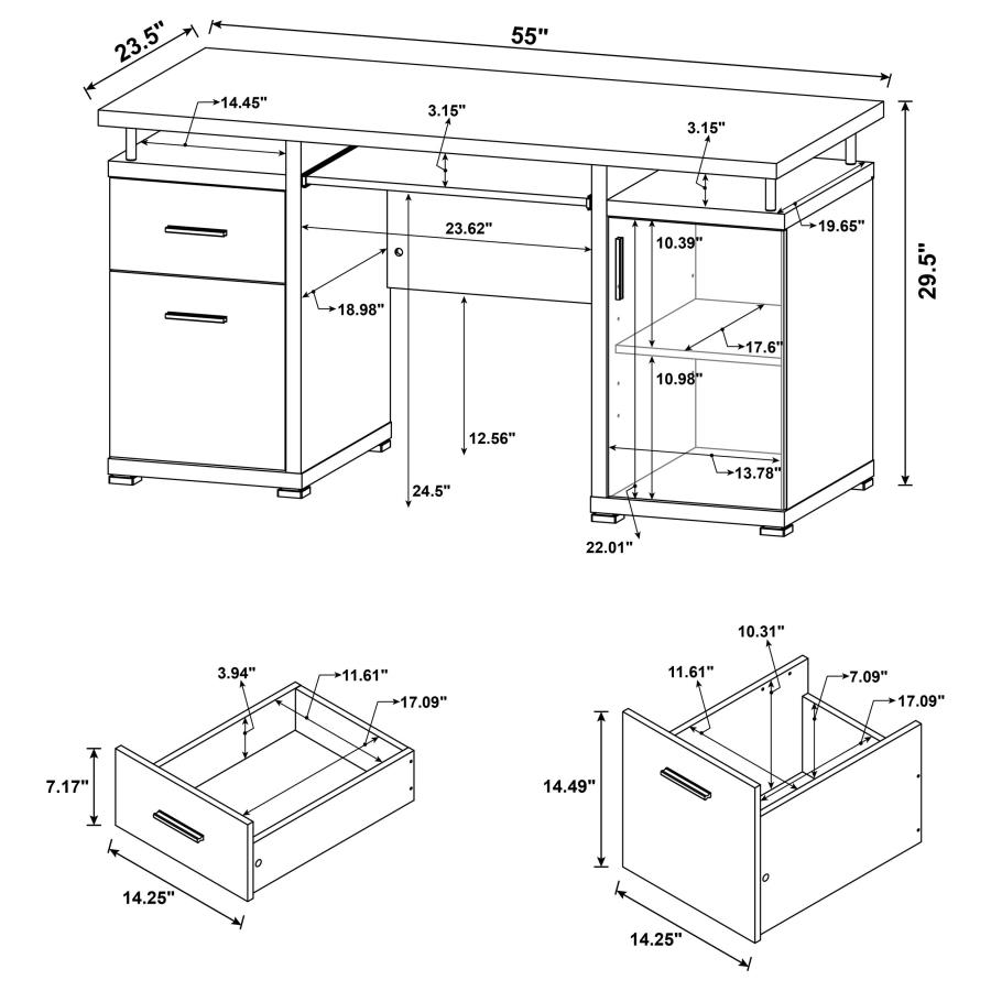 Tracy 55-inch 2-drawer Office Computer Desk Mango view 10