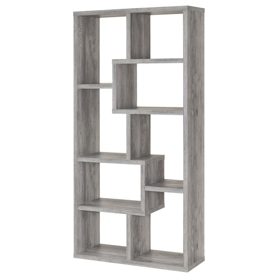 Theo 71-inch 6-shelf Bookshelf Grey Driftwood view 8